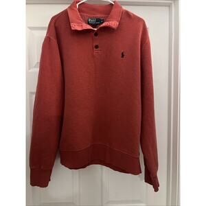 Polo Ralph Lauren Mock Mens XL Long Sleeve Casual 4 Button Coral Red Pullover
